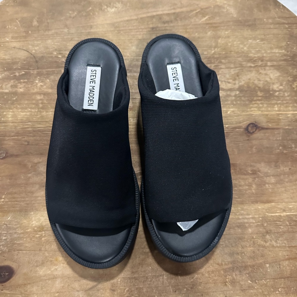 Steve Madden Black Slide Sandals